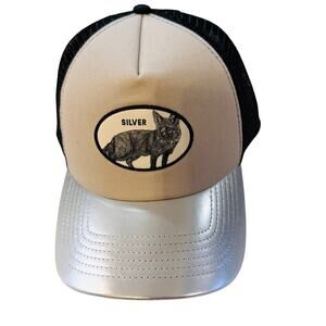 Silver Fox Nature Trucker Hat– Embroidered Wildlife Animal w/ Metallic Bill NWT